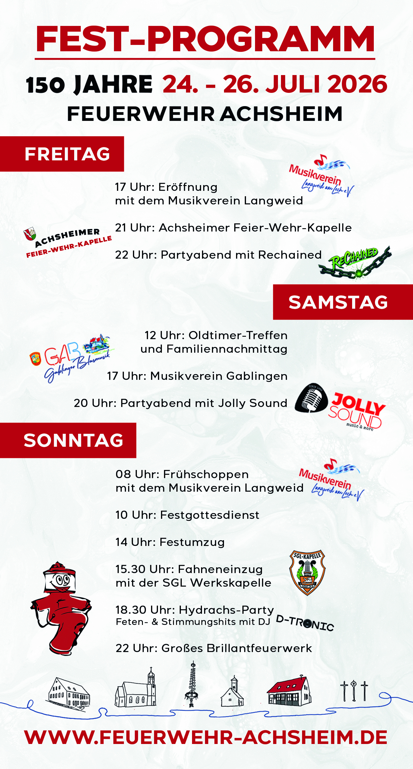 Fest-Programm 150 Jahre Feuerwehr Achsheim